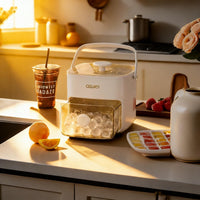 Portable Ice Cube Maker with Storage Drawer – BPA-Free, 48-Cube Capacity, Push-Release Tray & Transparent Lid for Cocktails, Coffee, Whiskey(White)
