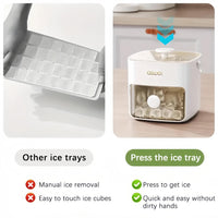 Portable Ice Cube Maker with Storage Drawer – BPA-Free, 48-Cube Capacity, Push-Release Tray & Transparent Lid for Cocktails, Coffee, Whiskey(White)