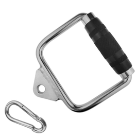 Solid D-Handle Cable Attachment for Home Gym & Cable Machine – Chrome-Finished Steel Bar with Anti-Slip Grip (Black) |