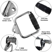 Solid D-Handle Cable Attachment for Home Gym & Cable Machine – Chrome-Finished Steel Bar with Anti-Slip Grip (Black) |