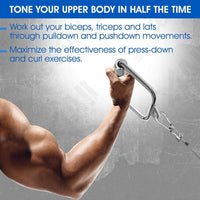 Solid D-Handle Cable Attachment for Home Gym & Cable Machine – Chrome-Finished Steel Bar with Anti-Slip Grip (Black) |