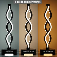 Twisted Spiral LED Table Lamp – Modern Touch-Control Desk Light for Bedroom, Living Room & Café Decor (Black)