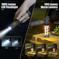 Rechargeable 3-in-1 Camping Light with Mosquito Repellent & Dual Heating – Bright Flashlight, Warm Lantern, Type-C Charging (Army Green)