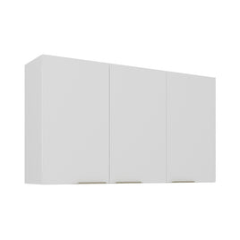 White Flat Pack DIY Steel Kitchen Wall Cabinet with 3 Doors + 2 Shelves - Renova