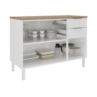 Base Kitchen Steel Cabinet/Cupboard with 3 Doors + 2 Drawers - Renova White Flat Pack DIY