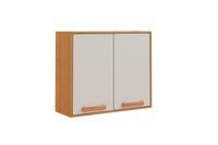 Flat Pack DIY Wooden Kitchen Wall Cabinet with 2 Doors + 2 Shelves in White/ Graphite and Cinnamon Finish - Napoles