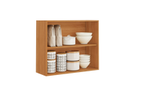 Flat Pack DIY Wooden Kitchen Wall Cabinet with 2 Doors + 2 Shelves in White/ Graphite and Cinnamon Finish - Napoles