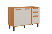 Base Kitchen Wooden Cabinet/Cupboard with 3 Doors + 2 Drawers in Cinnamon Finish - Napoles White/ Graphite Flat Pack DIY