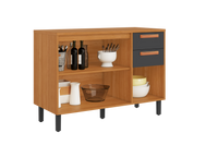 Base Kitchen Wooden Cabinet/Cupboard with 3 Doors + 2 Drawers in Cinnamon Finish - Napoles White/ Graphite Flat Pack DIY