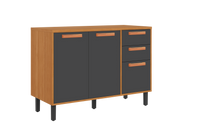Base Kitchen Wooden Cabinet/Cupboard with 3 Doors + 2 Drawers in Cinnamon Finish - Napoles White/ Graphite Flat Pack DIY