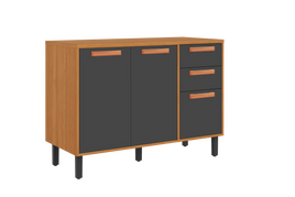 Base Kitchen Wooden Cabinet/Cupboard with 3 Doors + 2 Drawers in Cinnamon Finish - Napoles Graphite Flat Pack DIY