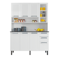 Free Standing White Flat Pack DIY Steel Kitchen Cupboard/Pantry with 8 Doors + 2 Drawers - Florenca