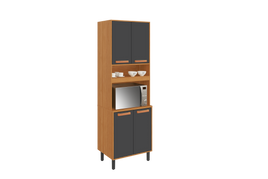 Flat Pack DIY Wooden Kitchen Cupboard/Pantry with 4 Doors + 6 Shelves in White/ Graphite and Cinnamon Finish - Napoles