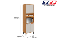 Flat Pack DIY Wooden Kitchen Cupboard/Pantry with 4 Doors + 6 Shelves in White/ Graphite and Cinnamon Finish - Napoles