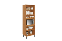 Flat Pack DIY Wooden Kitchen Cupboard/Pantry with 4 Doors + 6 Shelves in White/ Graphite and Cinnamon Finish - Napoles