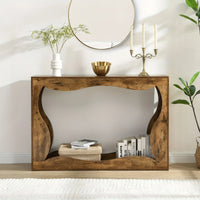 120 cm Console Table, Couch Table with Storage, Long Entryway Sofa Station, Narrow Console Stand Behind Sofa, Hallway Stand for Entryway Living Room, Brown