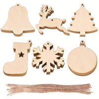 DIY Wooden Christmas Tree Ornaments Craft Set (60pcs)