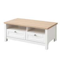 Noosa Coffee Table White Oak 2 Shelf and 2 Drawers