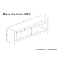 Noosa Entertainment Unit White and Oak 4 Doors and 3 spaces