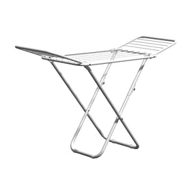 Upgrade Double Wing Floor Folding Drying Rack For Clothes Quilt Towel-White