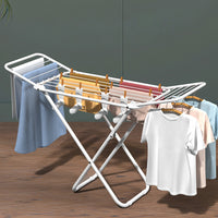 Upgrade Double Wing Floor Folding Drying Rack For Clothes Quilt Towel-White