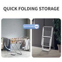 Upgrade Double Wing Floor Folding Drying Rack For Clothes Quilt Towel-White
