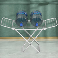 Upgrade Double Wing Floor Folding Drying Rack For Clothes Quilt Towel-White