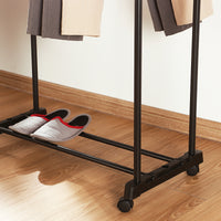 Double-rod Adjustable Clothes Rack with Pulley-Back