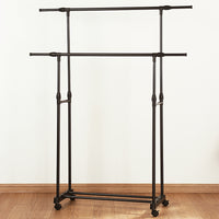Double-rod Adjustable Clothes Rack with Pulley-Back