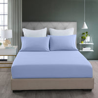 Royal Comfort 2000TC 3 Piece Fitted Sheet and Pillowcase Set Bamboo Cooling - Double - Light Blue