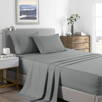 Royal Comfort 2000 Thread Count Bamboo Cooling Sheet Set Ultra Soft Bedding - Single - Mid Grey