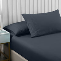 Royal Comfort 2000TC 3 Piece Fitted Sheet and Pillowcase Set Bamboo Cooling - Double - Charcoal