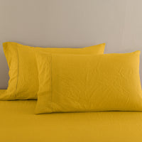 Royal Comfort Flax Linen Blend Sheet Set Bedding Luxury Breathable Ultra Soft - King - Mustard Gold