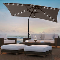 Arcadia Furniture Umbrella 3 Metre Umbrella with Solar LED Lights Garden Yard - Charcoal