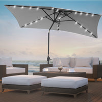 Arcadia Furniture Umbrella 3 Metre Umbrella with Solar LED Lights Garden Yard - Grey