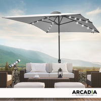 Arcadia Furniture Umbrella 3 Metre Umbrella with Solar LED Lights Garden Yard - Grey