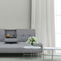 Casa Decor Mendoza 2 in 1 Sofa Bed Couch Grey Pull Down Cupholder 3 Seats Futon