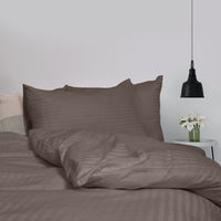 Royal Comfort Kensington 1200 Thread Count 100% Cotton Stripe Quilt Cover Set - King - Charcoal