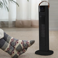 Pursonic Electric Ceramic Tower Heater Portable Oscillating Remote Control - Black