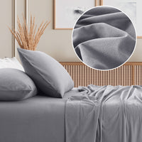 Royal Comfort Polar Fleece Flannel Sheet Set Ultra Soft Plush Cozy - Single - Grey