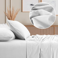 Royal Comfort Polar Fleece Flannel Sheet Set Ultra Soft Plush Cozy - Double - White