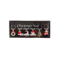 Bread and Butter Various Christmas Mix Wine Glass Charms - 6 Pack