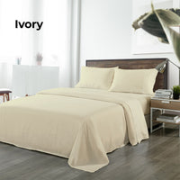 Royal Comfort Bamboo Blended Sheet & Pillowcases Set 1000TC Ultra Soft Bedding - King - Ivory