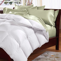 Goose Feather & Down Quilt 500GSM + Goose Feather and Down Pillows 2 Pack Combo - Double - White