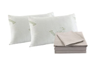 Royal Comfort Bamboo Blend Sheet Set 1000TC and Bamboo Pillows 2 Pack Ultra Soft - King - Warm Grey