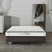 Azure Wood Bed Frame With Comforpedic Mattress Package Deal Bedroom Set - Single - White  Brown