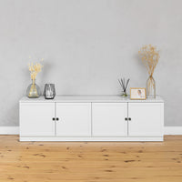 BUCHAREST TV UNIT- WHITE - HAMPTONS - ROUND BLACK