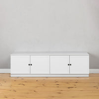 BUCHAREST TV UNIT- WHITE - HAMPTONS - ROUND BLACK