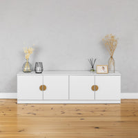 BUCHAREST TV UNIT- WHITE - SLIM - HALF MOON BRASS