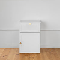 PORTO BEDSIDE TABLE - WHITE - HAMPTONS - ROUND BRASS